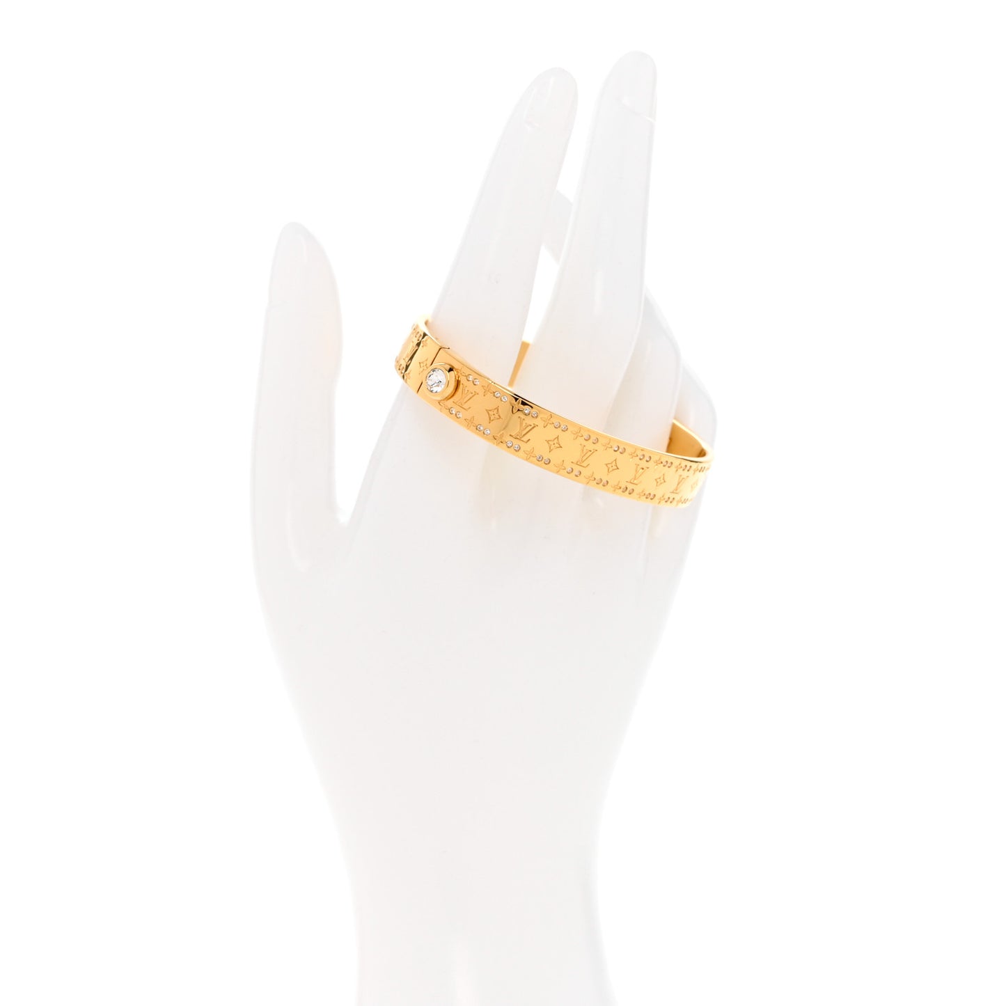 Brass Crystal Monogram Nanogram Strass Cuff S Gold