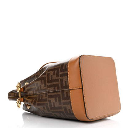 Fendi Glazed Fabric Vitello Grace F is Fendi FF 1974 Stamp Patch Grande Mon Tresor Bucket Bag Mogano Panna Nocciola 4 of 13