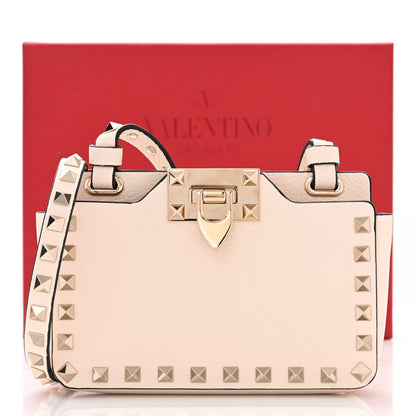 Valentino Garavani Pebbled Calfskin Rockstud Phone Case Crossbody Ivory 10 of 10