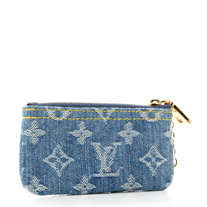 Louis Vuitton LOUIS VUITTON Monogram Denim Key Pouch Denim Blue 3 of 6