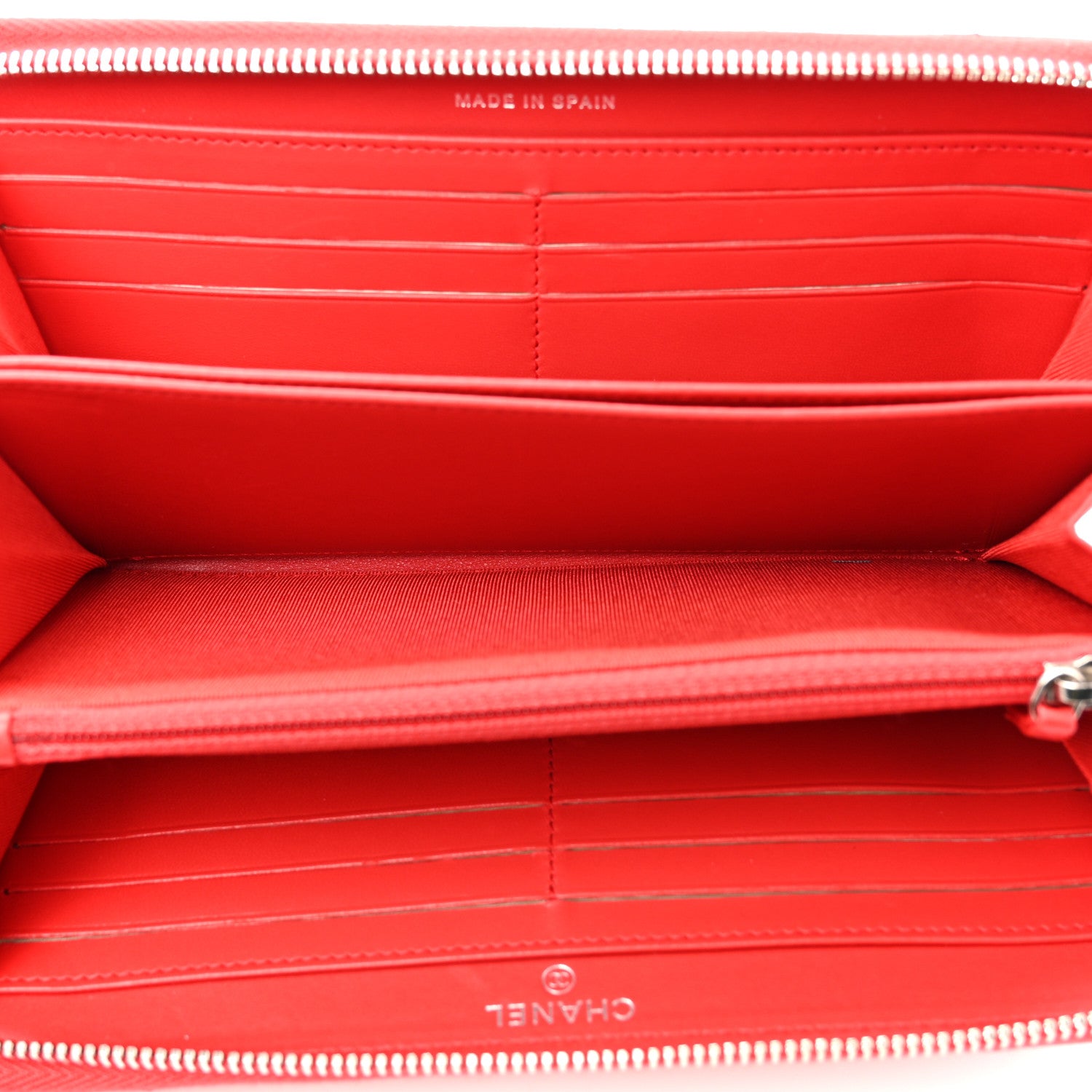 Chanel Lambskin Quilted Large Gusset Zip Around Wallet Red 5 of 8