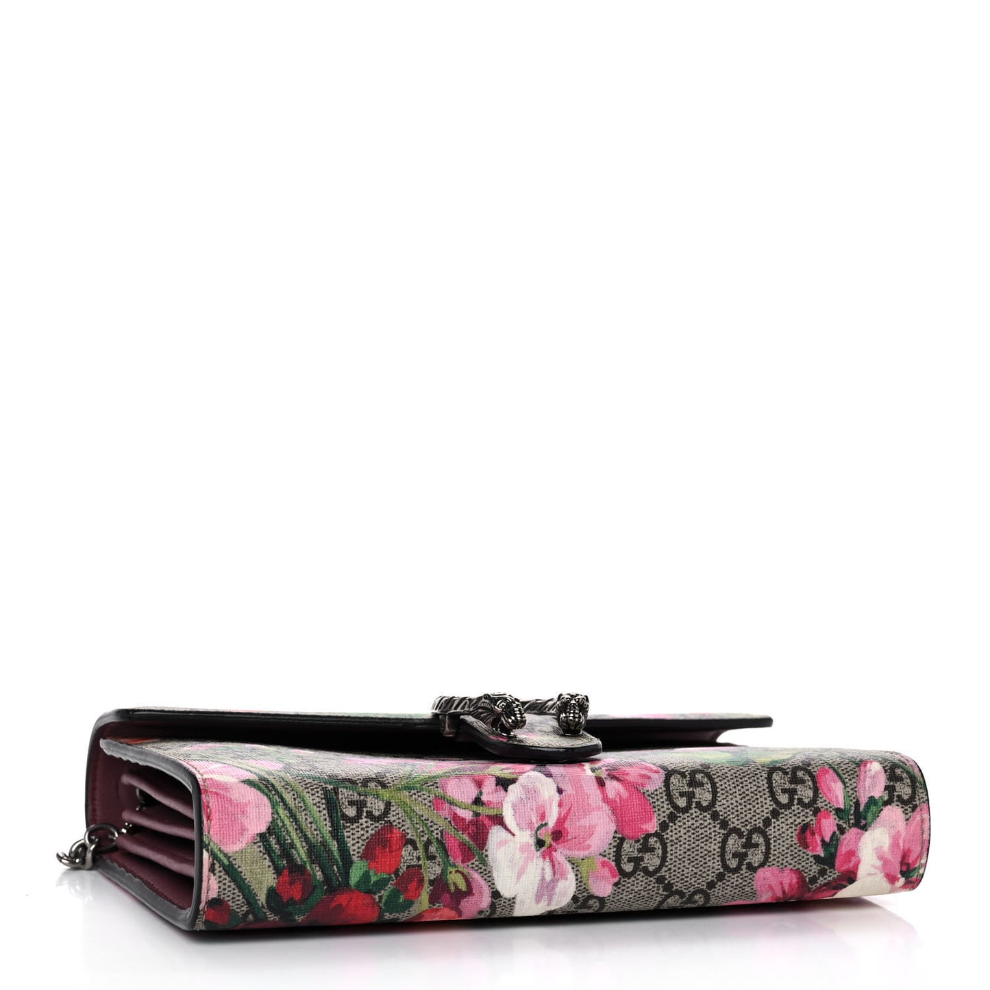 GG Supreme Monogram Blooms Mini Dionysus Chain Wallet Beige Multicolor Dry Rose