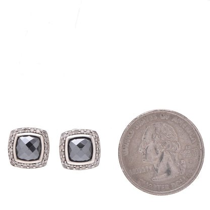 David Yurman Sterling Silver Diamond Hematite 7mm Albion Earrings 2 of 6