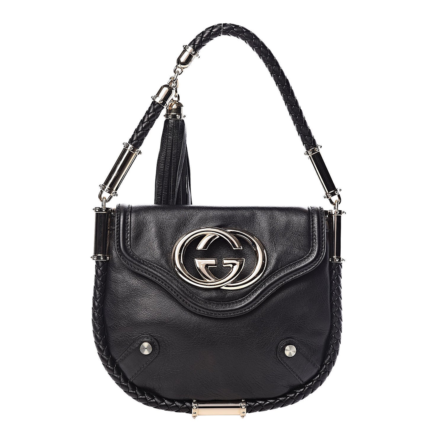 Calfskin Small Britt Tassel Shoulder Bag Black