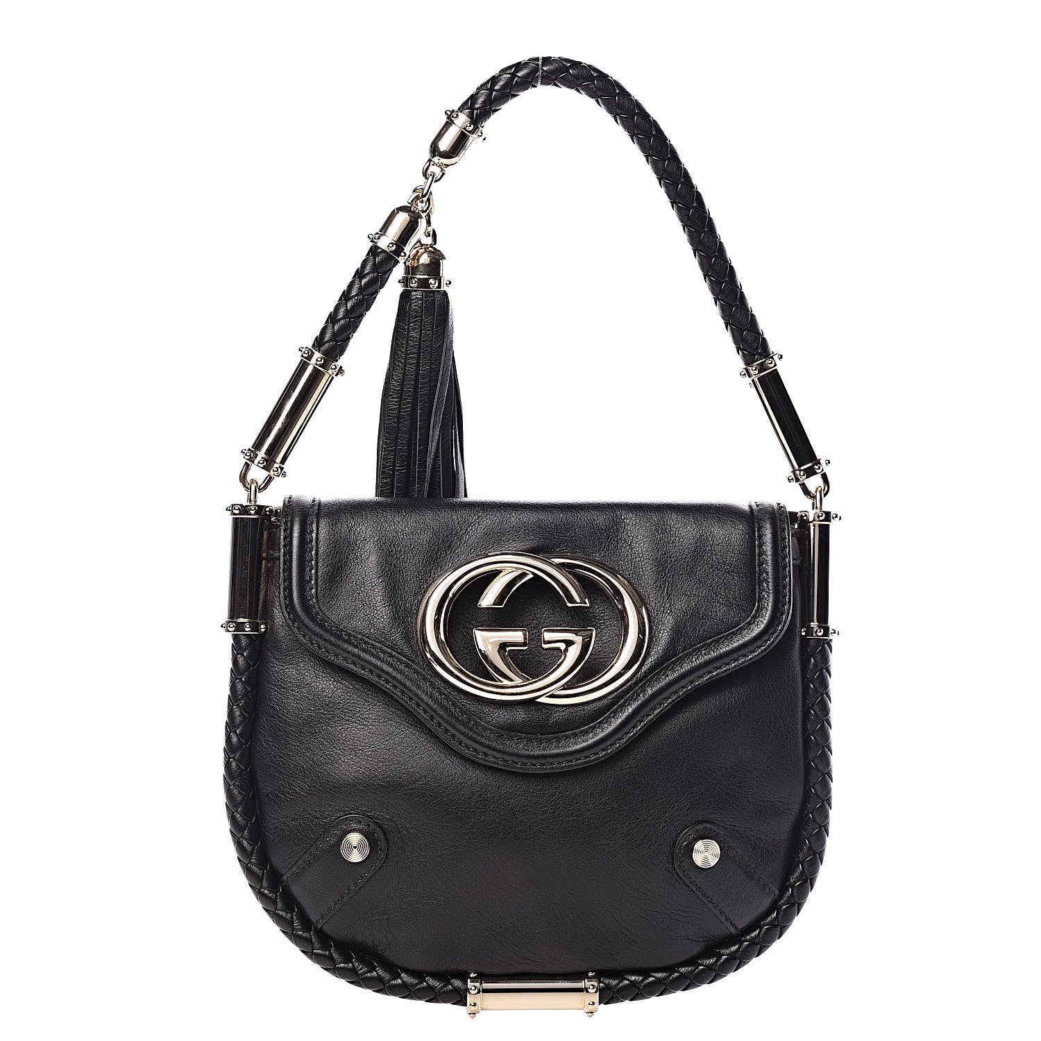 Gucci Calfskin Small Britt Tassel Shoulder Bag Black 1 of 9