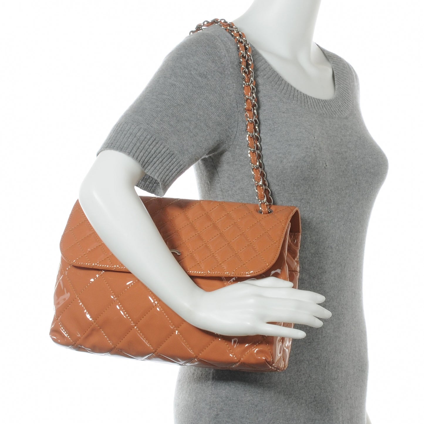 Vinyl Quilted In the Business Flap Bag Salmon