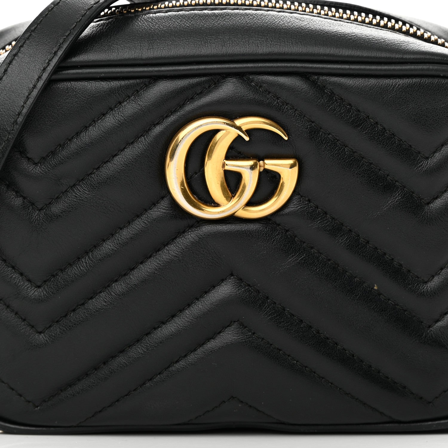 Gucci Calfskin Matelasse Mini GG Marmont Chain Shoulder Bag Black 8 of 18