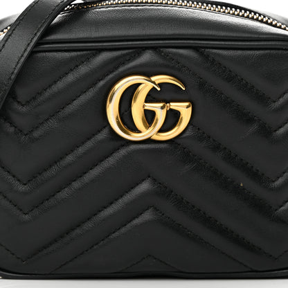 Gucci Calfskin Matelasse Mini GG Marmont Chain Shoulder Bag Black 8 of 18