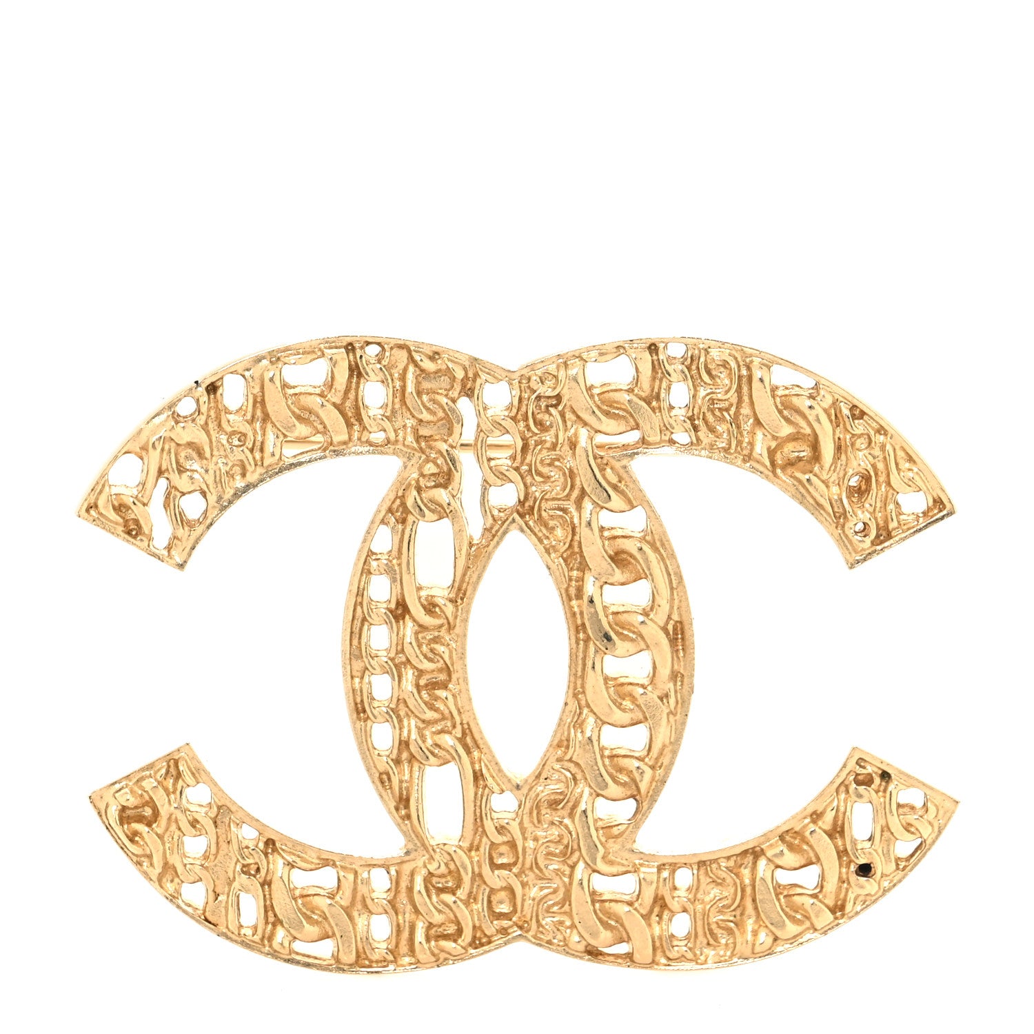 Chanel Metal CC Tweed Brooch Gold 1 of 3