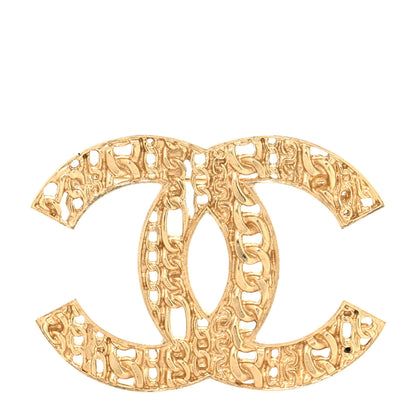 Chanel Metal CC Tweed Brooch Gold 1 of 3