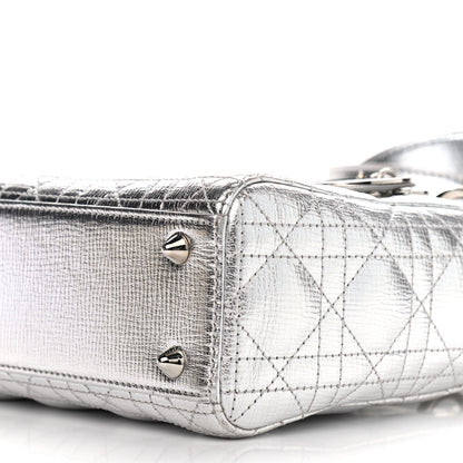 Christian Dior Metallic Grained Calfskin Cannage Small Lucky Badges My Lady Dior Silver 13 of 13