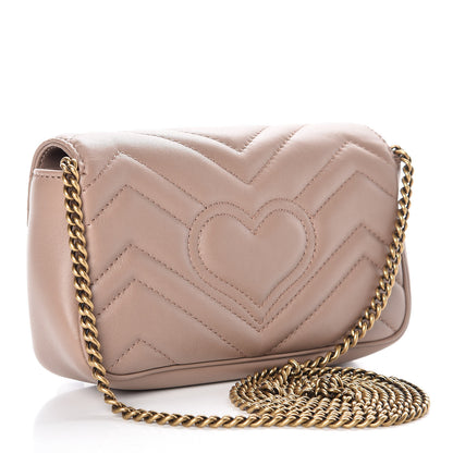 Gucci Calfskin Matelasse Super Mini GG Marmont Shoulder Bag Porcelain Rose 3 of 7