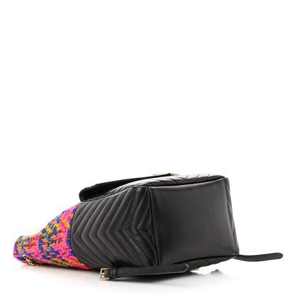 Saint Laurent Tweed Lambskin Matelasse Monogram Joe Backpack Black Rosso Multicolor 4 of 10