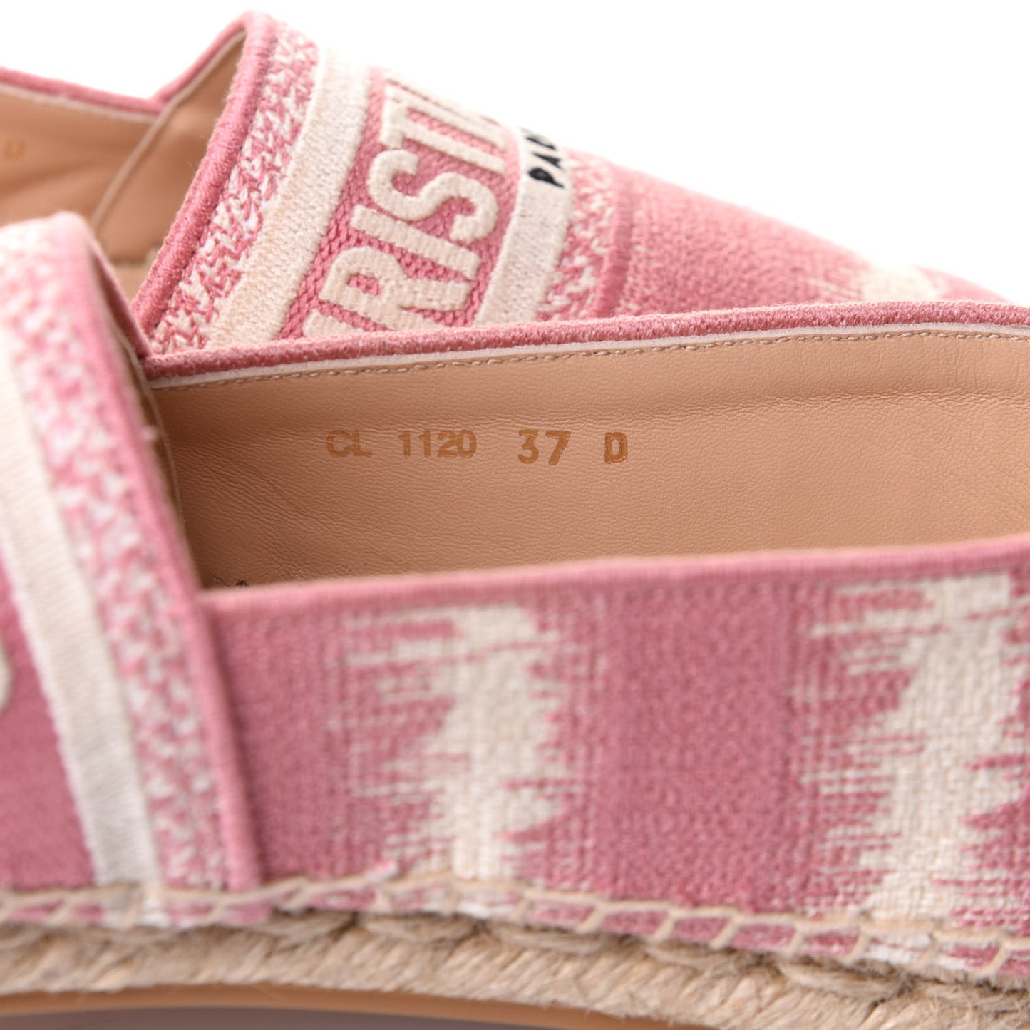 Cotton Embroidered D-Stripes Granville Espadrille 37 Deep Nude