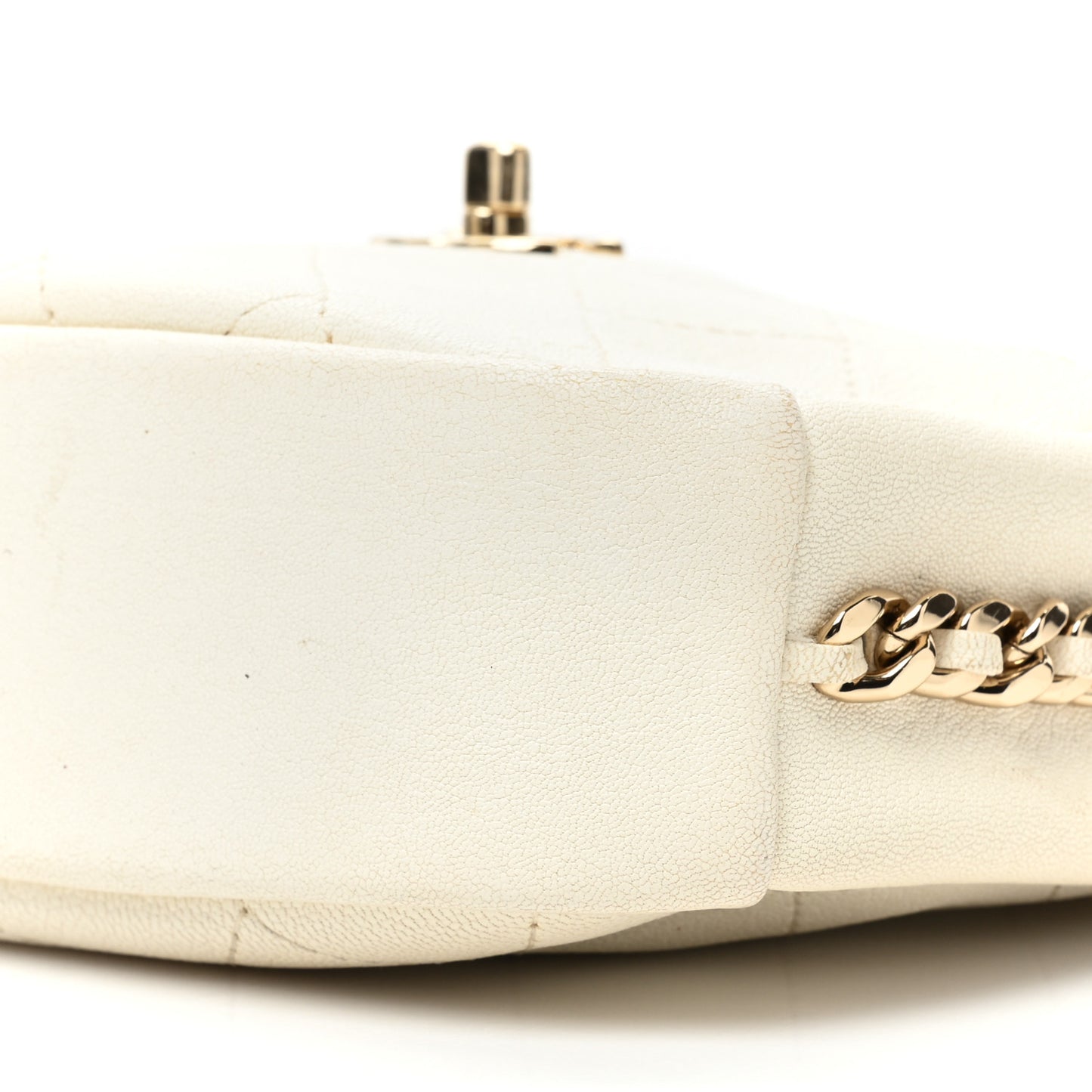 Goatskin Quilted Small Casual Trip Camera Case White