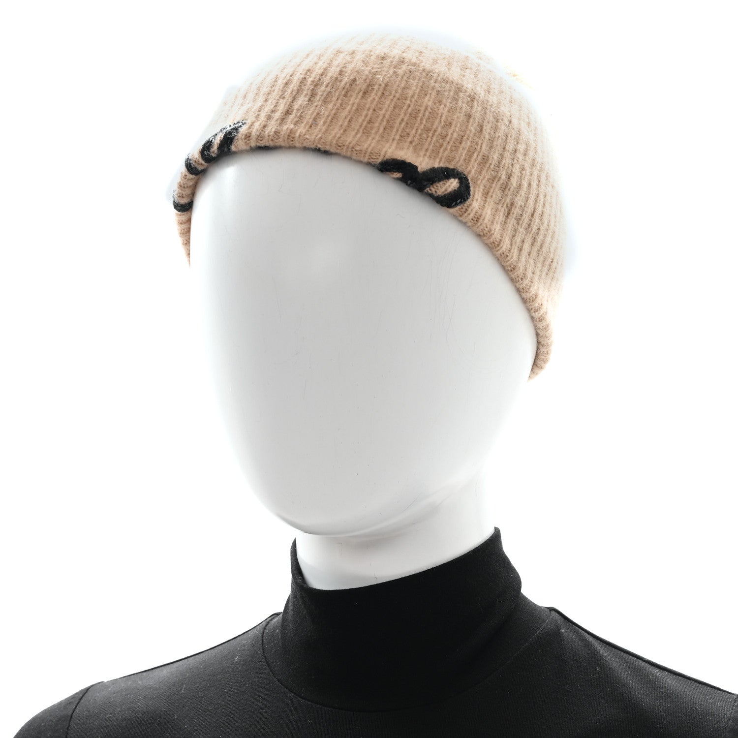 Chanel Cashmere Logo Beanie Hat Beige Black 1767392 – FASHIONPHILE