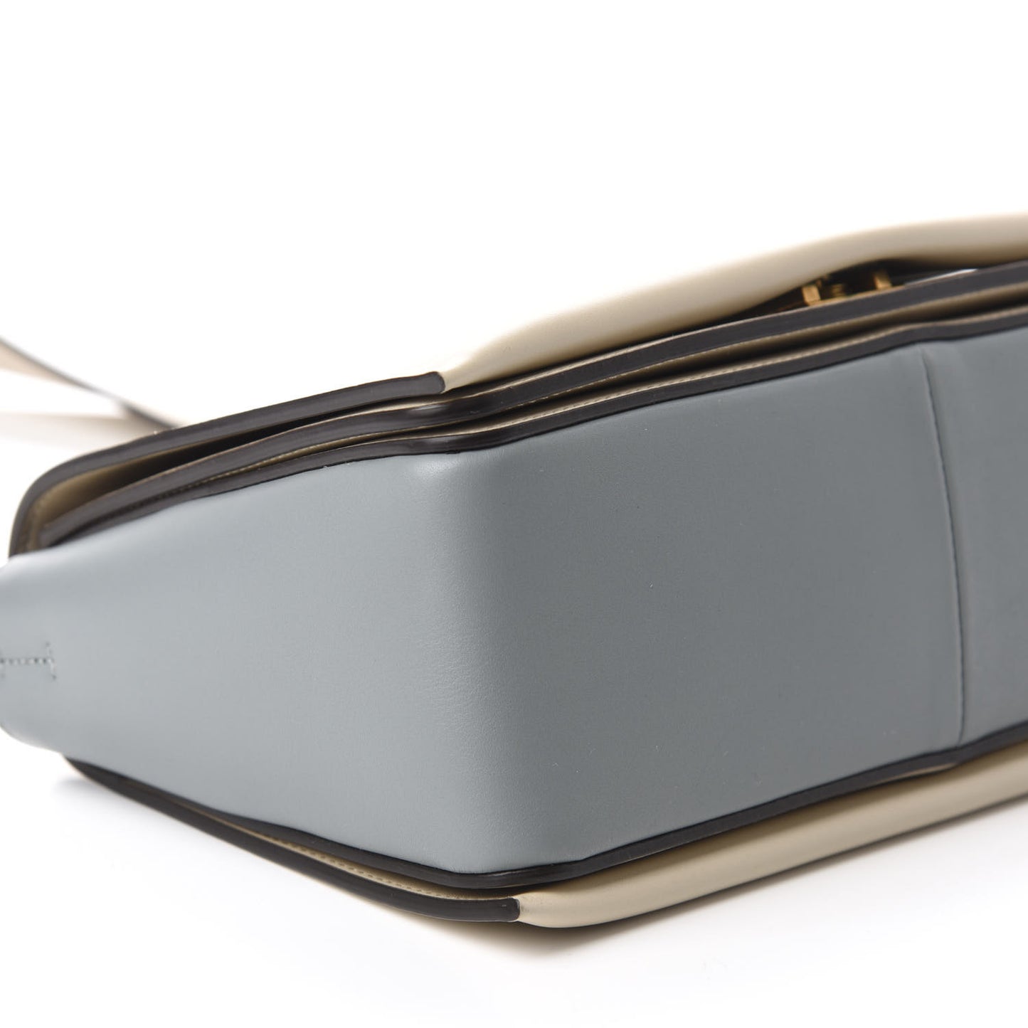 Shiny Smooth Calfskin Medium Frame Shoulder Bag Grege Storm