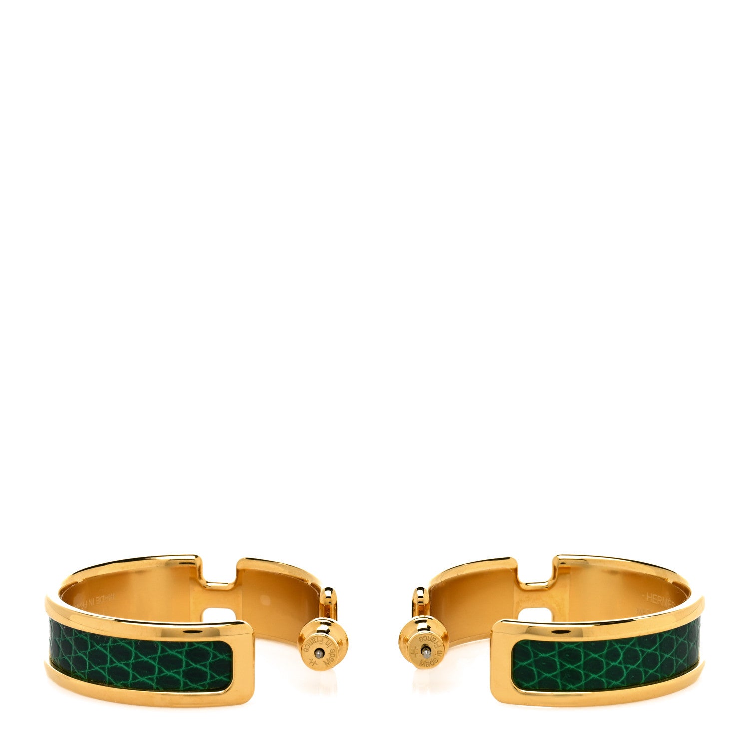 Hermes Lizard Olympe Earrings Vert Moyen 3 of 5