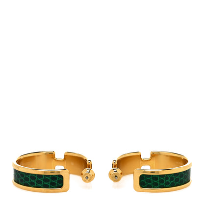 Hermes Lizard Olympe Earrings Vert Moyen 3 of 5