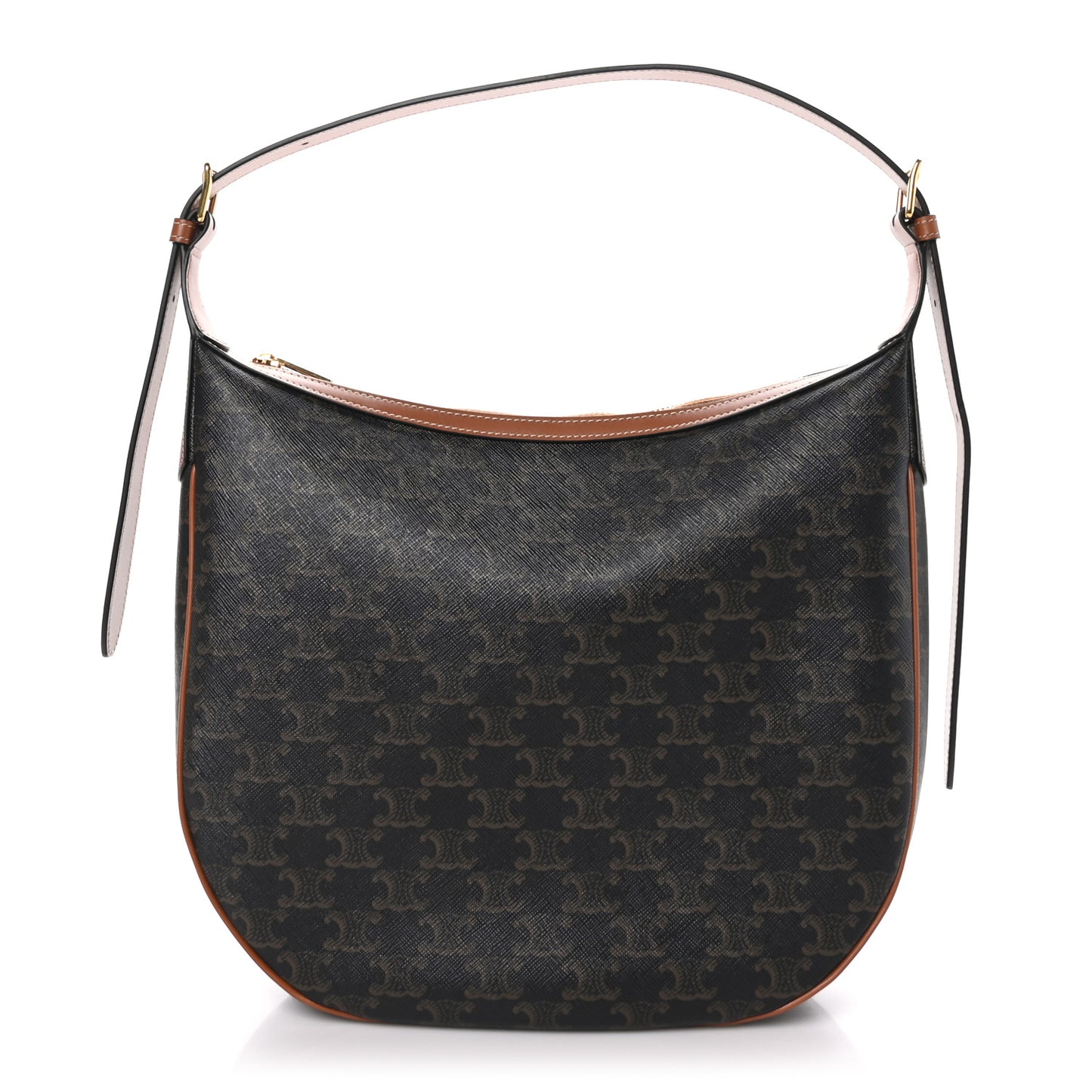 Calfskin Triomphe Canvas Heloise Shoulder Bag Tan