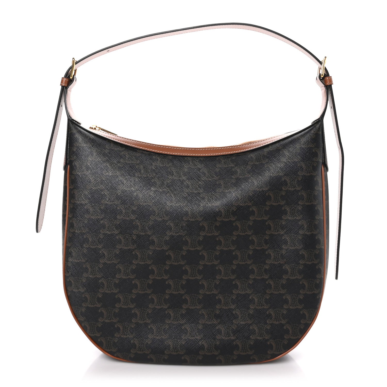 Celine Calfskin Triomphe Canvas Heloise Shoulder Bag Tan 1 of 9