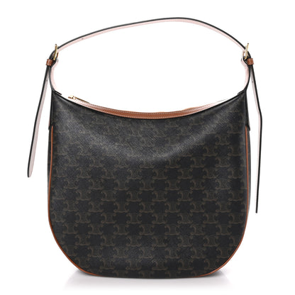 Celine Calfskin Triomphe Canvas Heloise Shoulder Bag Tan 1 of 9