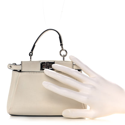 Fendi Shiny Nappa Micro Peekaboo Iconic Satchel White 2 of 15