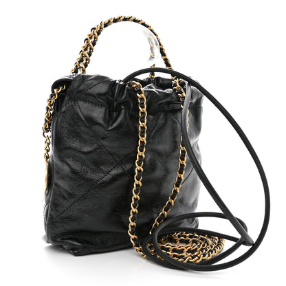Chanel Shiny Crumpled Calfskin Quilted Pearl Mini Chanel 22 Black 3 of 10
