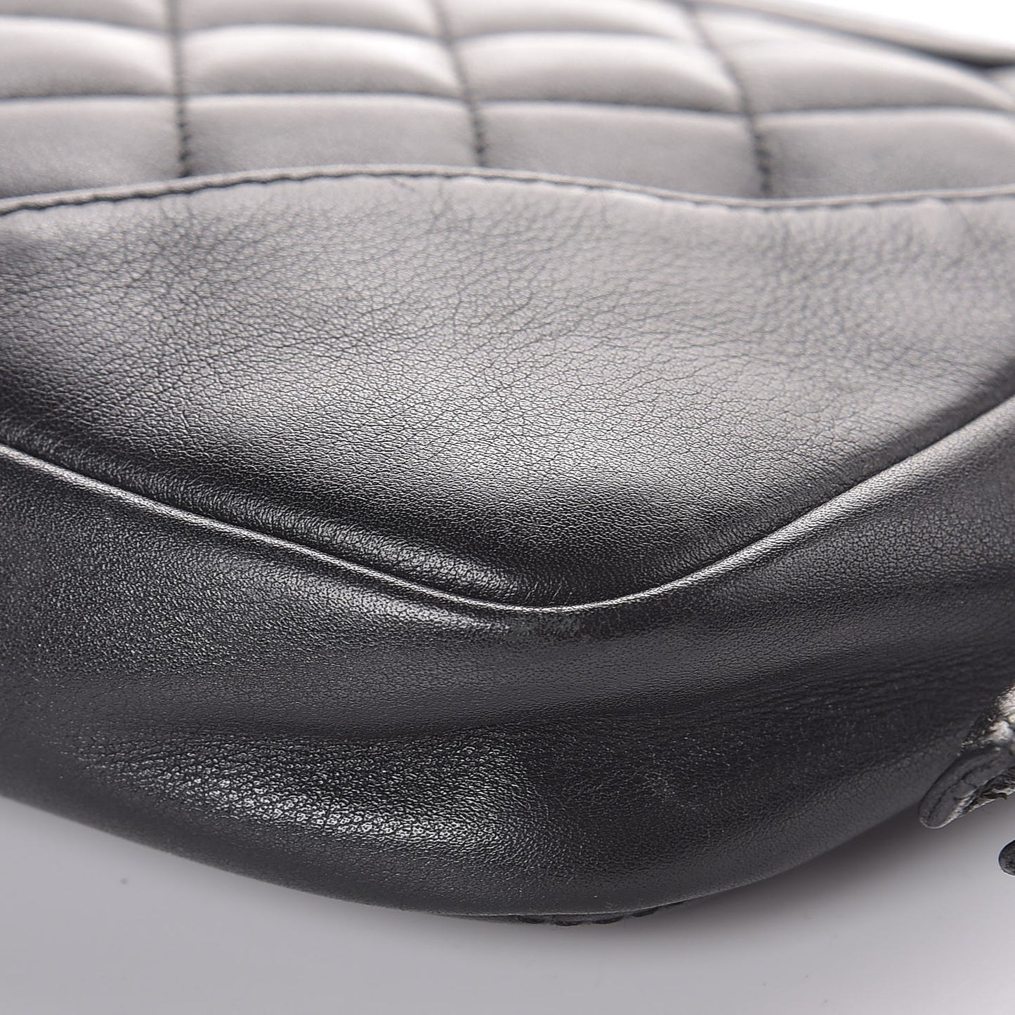 Calfskin Quilted Cambon Pochette Black White