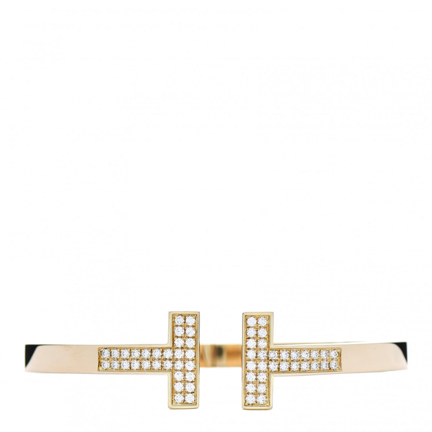 18K Yellow Gold Diamond T Square Pave Bracelet