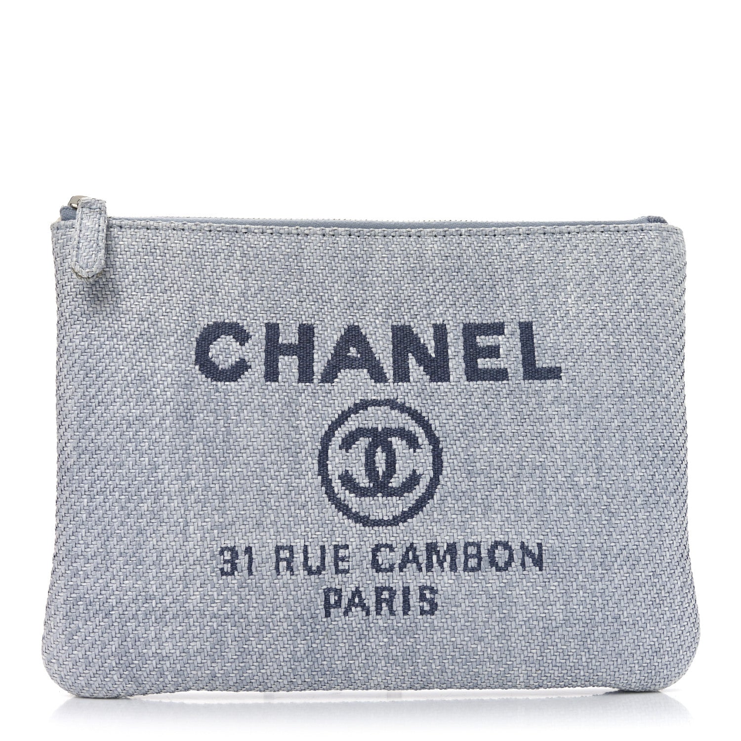 Chanel Canvas Medium Deauville Pouch Blue 1 of 7