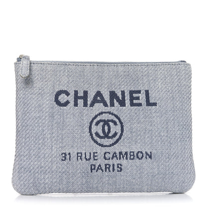 Chanel Canvas Medium Deauville Pouch Blue 1 of 7