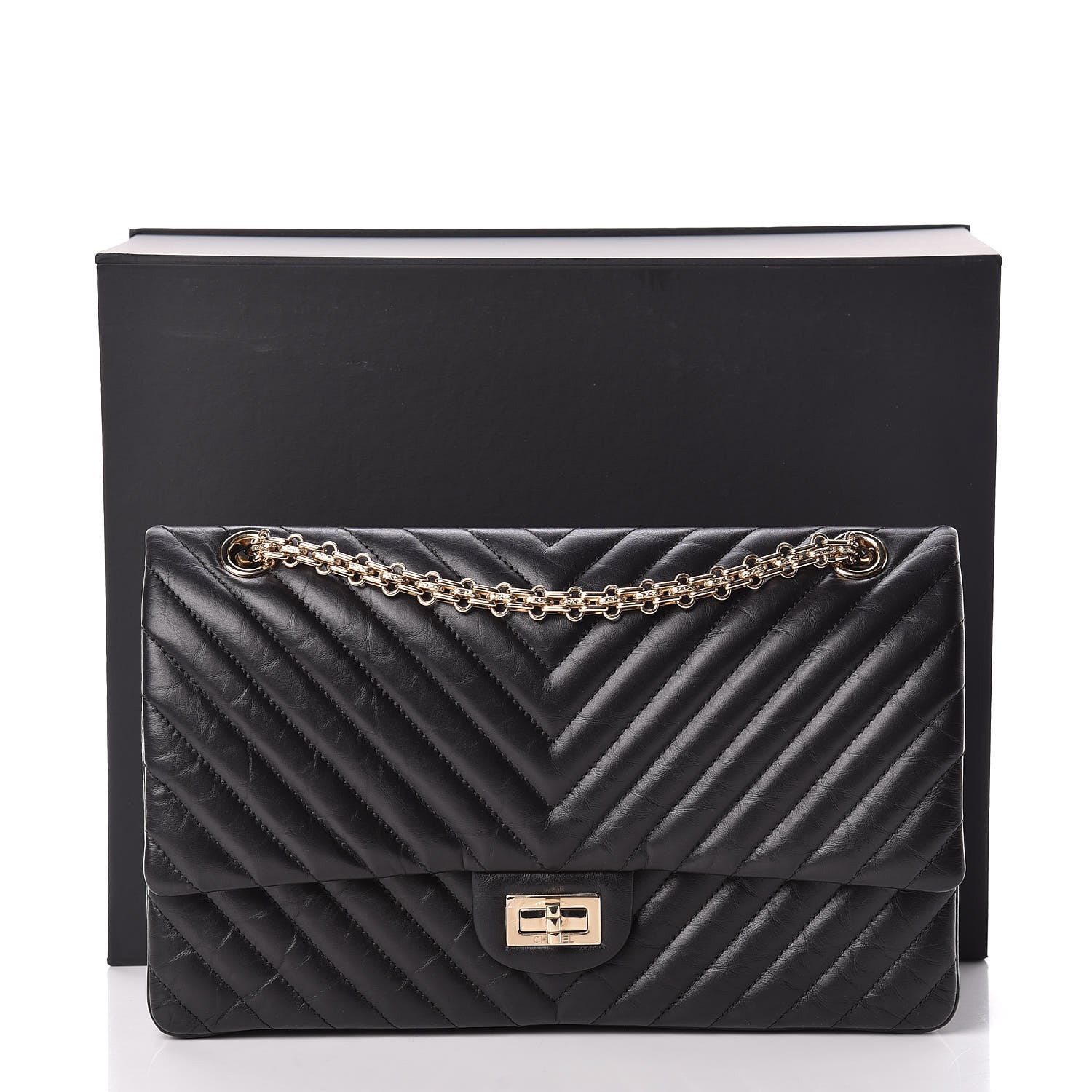 Chanel Aged Calfskin Chevron Quilted 2.55 Reissue 226 Flap Black 11 of 11