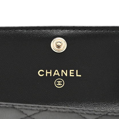 Chanel Lambskin Pearl Enamel Quilted Flap Card Holder Black 6 of 8