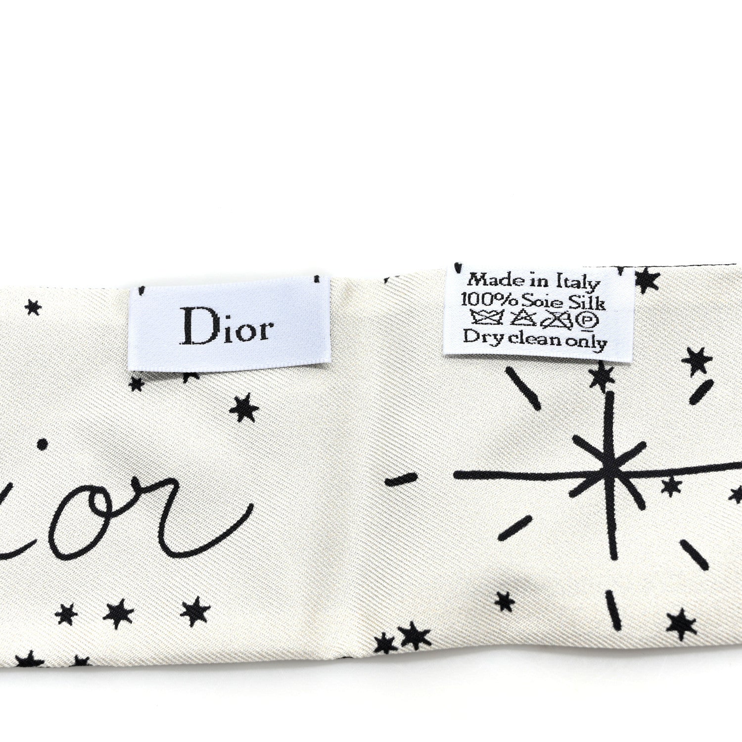 Christian Dior Silk Zodiac Cancer Mitzah Scarf Black 3 of 3