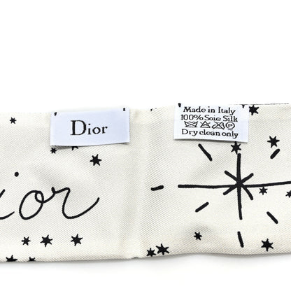 Christian Dior Silk Zodiac Cancer Mitzah Scarf Black 3 of 3