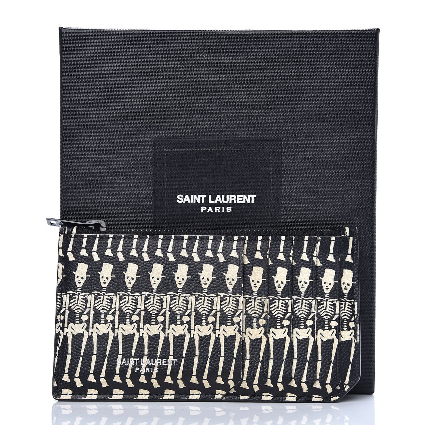 Grain de Poudre Skeleton Print 5 Fragments Zip Pouch Card Holder Black