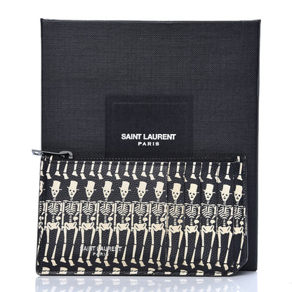 Saint Laurent Grain de Poudre Skeleton Print 5 Fragments Zip Pouch Card Holder Black 7 of 7