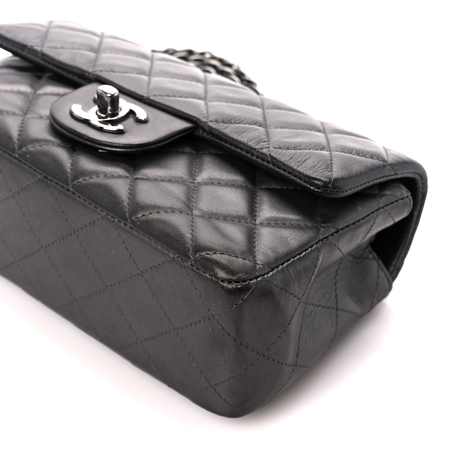 Chanel Metallic Calfskin Quilted Mini Rectangular Flap Grey 11 of 11