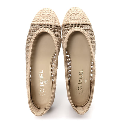 Chanel Raffia Cap Toe Ballerina Flats 39 Beige 2 of 8