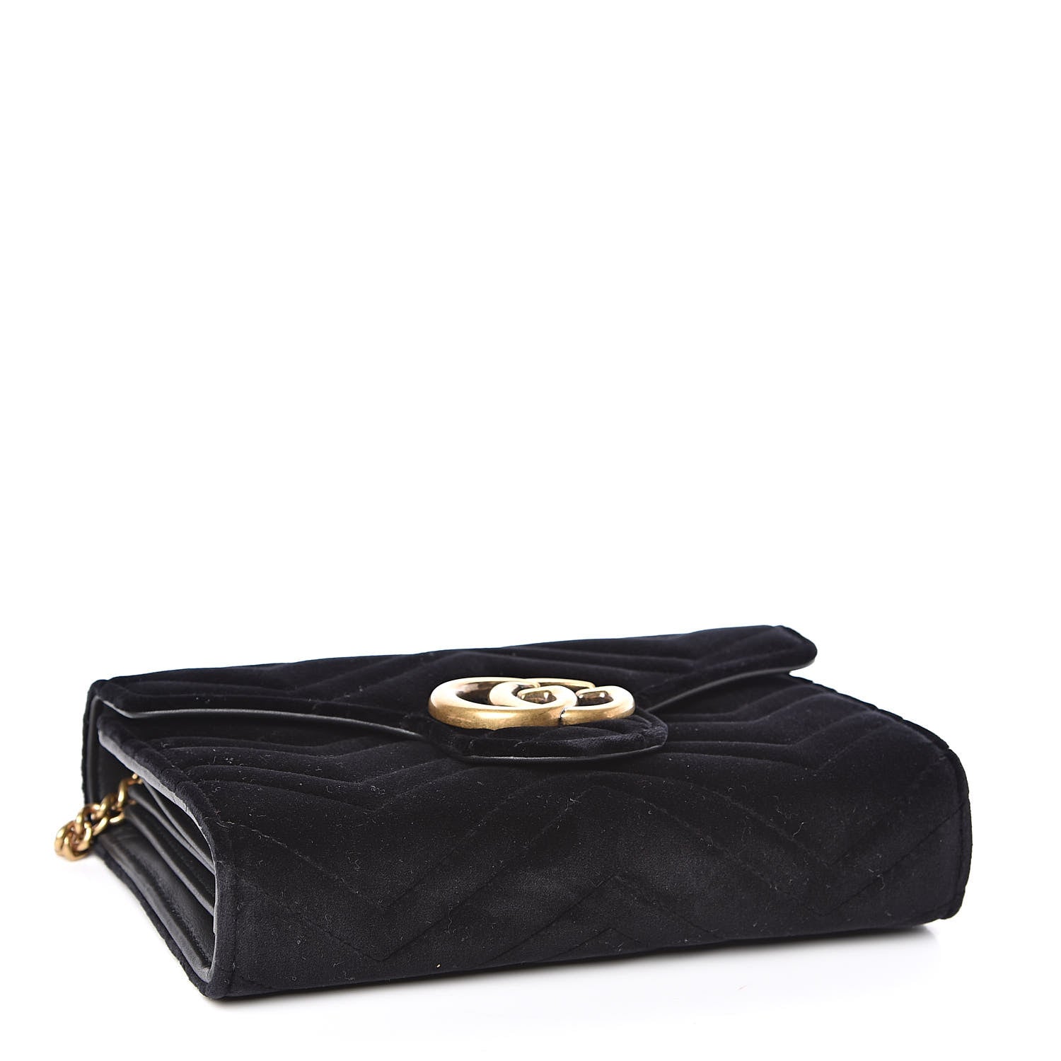 Gucci Velvet Matelasse GG Marmont Chain Wallet Black 4 of 10