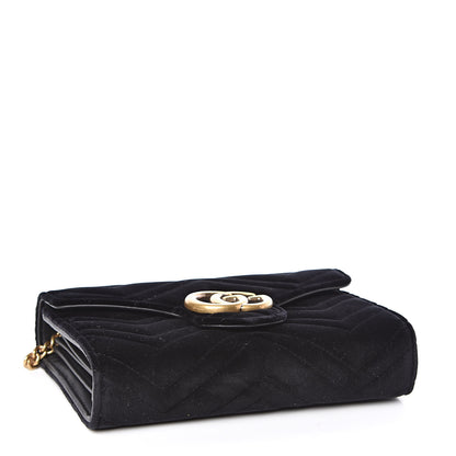 Gucci Velvet Matelasse GG Marmont Chain Wallet Black 4 of 10