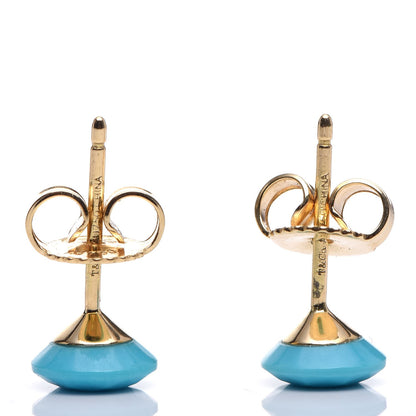 Tiffany 18K Yellow Gold Turquoise Elsa Peretti One Carat Faceted Earrings 3 of 5