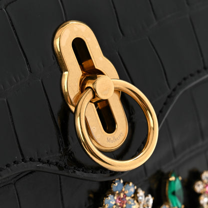 Mulberry Calfskin Crocodile Embossed Embellished Micro Seaton Black Multicolor 11 of 11