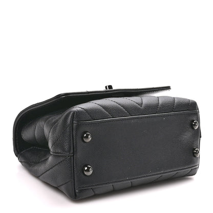 Chanel Caviar Chevron Quilted Extra Mini Coco Handle Flap So Black 4 of 10