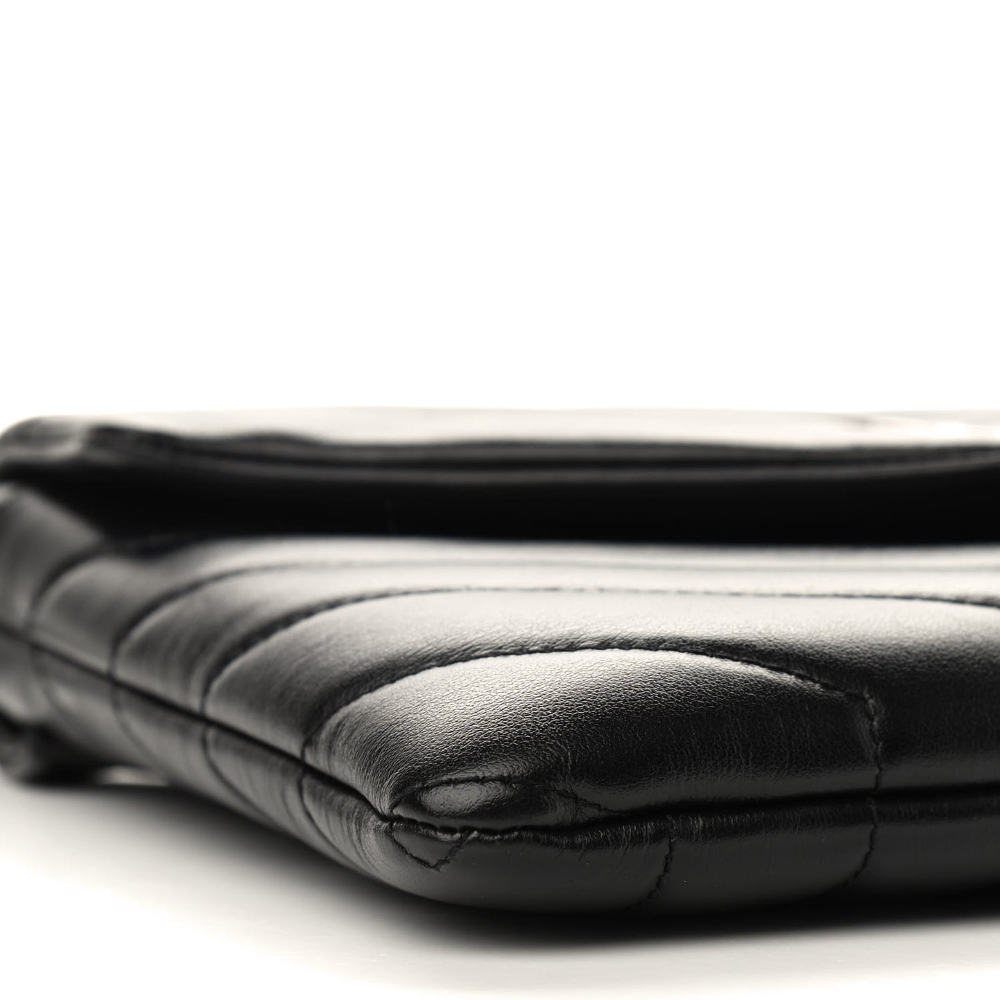 Calfskin Y Quilted Monogram Loulou Flap Bag Black