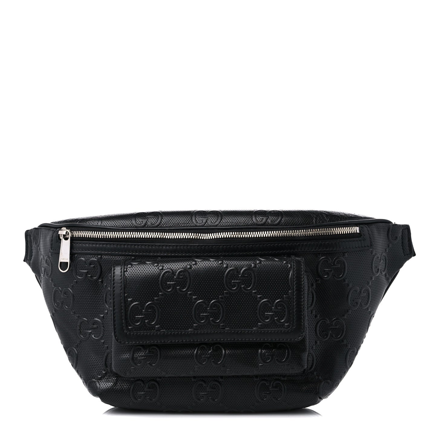 Calfskin GG Tennis Embossed Pocket Belt Bag Black
