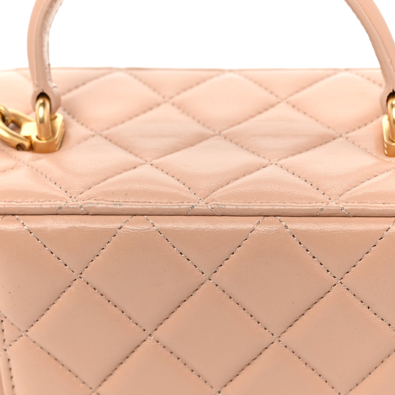Chanel Lambskin Quilted Small Top Handle Vanity Case With Chain Beige 10 of 13