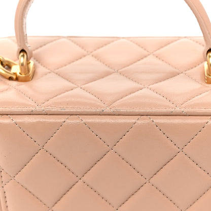 Chanel Lambskin Quilted Small Top Handle Vanity Case With Chain Beige 10 of 13