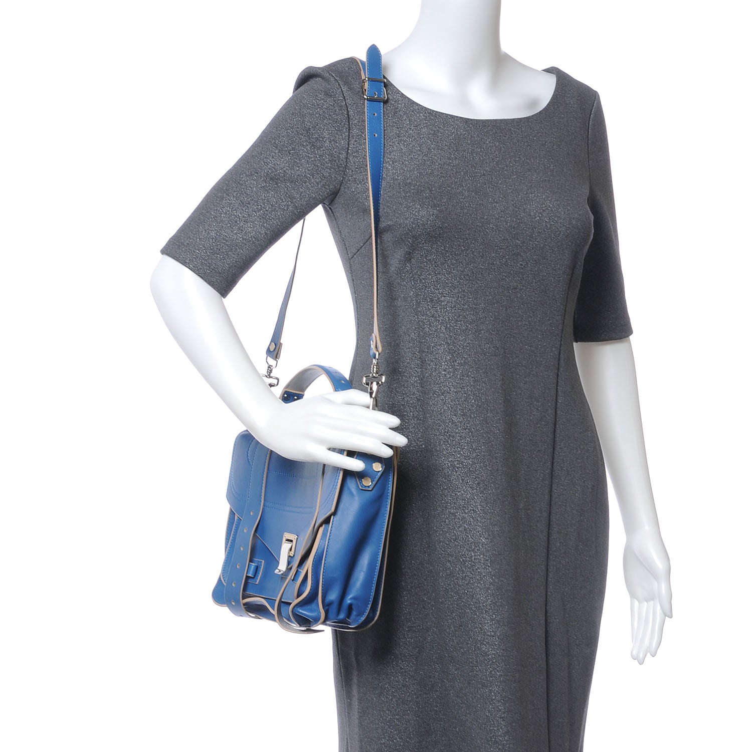 Proenza Schouler Matte Leather Double Sided PS1 Medium Satchel Peacock Grey Nude 2 of 5